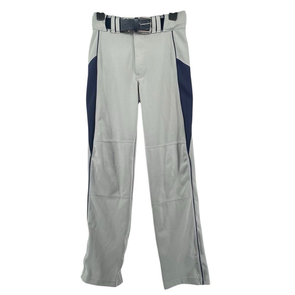 Champro Triple Crown Youth Baseball Pants Gray Blue Piped Belted XL